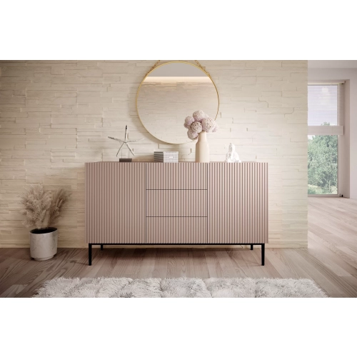 Komoda Nicole 150 cm z szufladami i półkami - antyczny róż / czarne nóżki - Limitowana oferta